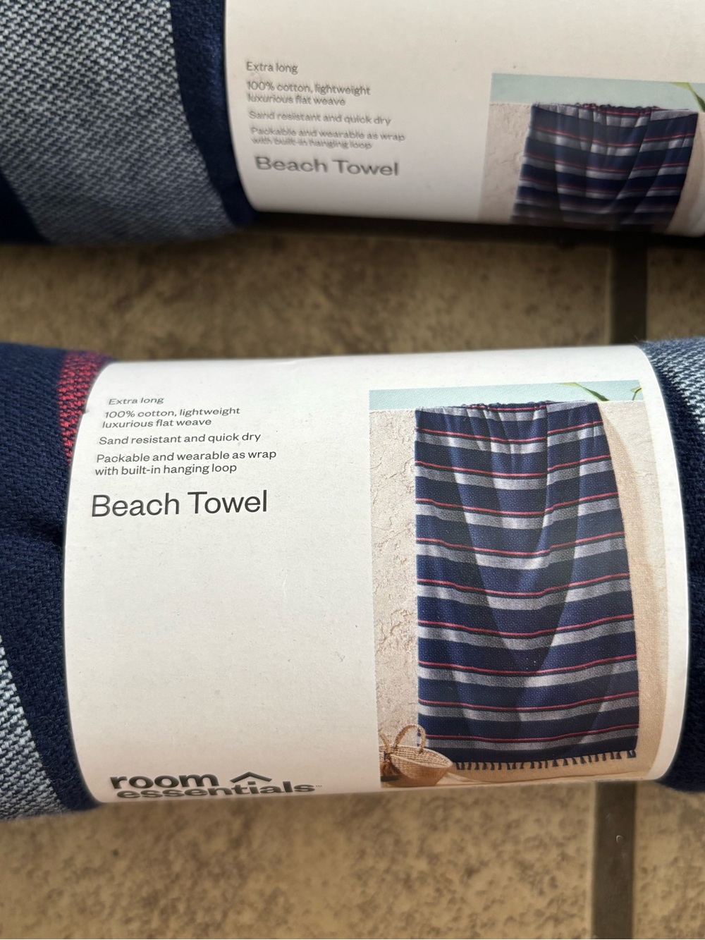 Two new room essentials 100% cotton beach towels